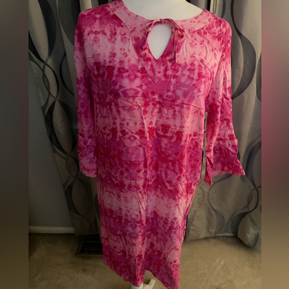 Caribbean Joe Pink Tie-Dye swim cover up